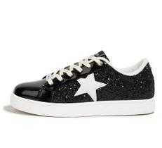 Tênis LUCKY STEP feminino Fashion Star Black Glitter Tênis LUCKY STEP feminino Fashion Star Black Glitter