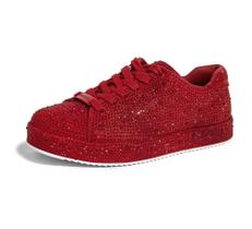Tênis LUCKY STEP Rhinestone, moda feminina, vermelho, tamanho 37