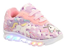 Tenis Luzes Led Unicornio Infantil Feminino Meninas