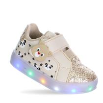 Tenis Luzinha Led Luz Pisca Pisca Infantil Menina Ursinho Panda Nude