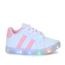 Tenis Luzinha Luz Led Infantil Juvenil Feminino Menina Branco Rosa Tenis Luzinha Luz Led Infantil Juvenil Feminino Menina Branco Rosa