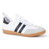Tenis Marina Mello Branco Listras Pretas Couro Confort