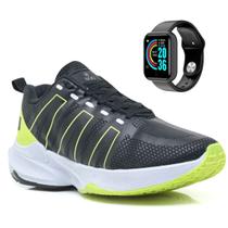 Tênis Masculino Academia Esportivo Corrida + Relógio Digital