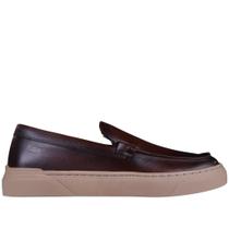 Tênis Masculino Bill Slip On em Couro Democrata 240904 Mogno