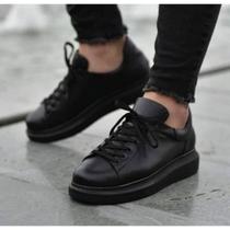 Tenis Masculino Calçado Casual Sneaker Branco Preto Sola Alta fique Até 5 Cm Mais Alto Lançamento