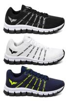 Tênis Masculino Caminhada 3 Pares Confortável Combo Run Moda