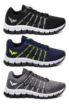 Tênis Masculino Caminhada 3 Pares Confortável Combo Run Moda
