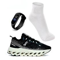Tênis Masculino Caminhada Esportivo Alta performance + Relógio Digital + Meia