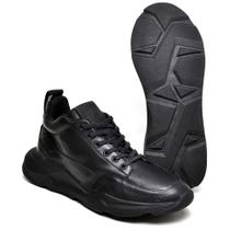 Tênis Masculino Cano Médio Em Couro Confortável Ranclafe Preto