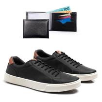 Tênis Masculino Casual Cadarço Moderno + Carteira Kit Tênis Masculino Casual Cadarço Moderno + Carteira Kit