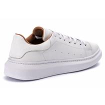 Tênis Masculino Casual Conforto Sola Alta Couro Leve Macio Calce Fácil Cadarço