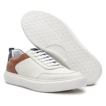 Tênis Masculino Casual Couro Conforto Cadarço Moderno