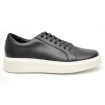 Tenis Masculino Casual Couro Legitimo Milano Preto