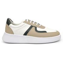 Tenis Masculino Casual Couro Legitimo Porto Off White Cbege Tenis Masculino Casual Couro Legitimo Porto Off White Cbege