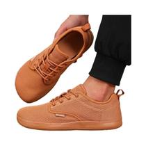 Tênis Masculino Casual De Lona Com Bico Largo E Malha Respirável, Preto, Moderno, Para Caminhada