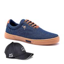 Tenis Masculino Casual Em Lona Polo Joy Solado Reto + Boné