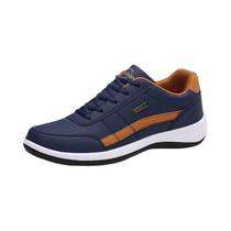 Tênis Masculino Casual Respirável de Couro PU - Vulcanizado, Antiderrapante e na Moda Tênis Masculino Casual Respirável de Couro PU - Vulcanizado, Antiderrapante e na Moda