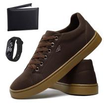 Tênis Masculino Casual Sapatenis Skate Kit Com Carteira E Relogio !