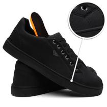 Tênis Masculino Casual Solado Costurado Lona Preto