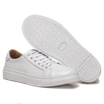 Tênis Masculino Chronos em Couro Branco Polo Urban