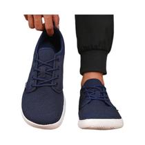 Tênis Masculino Confortável E Respirável Com Bico Largo, Malha Tricotada, Sola Macia, Casual,