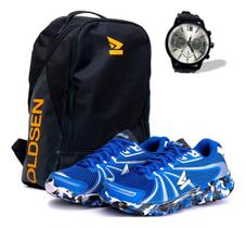 Tênis Masculino Confortável Leve Caminhada Academia + Mochila E Relógio