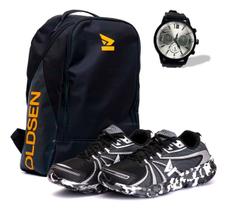 Tênis Masculino Confortável Leve Caminhada Academia + Mochila E Relógio
