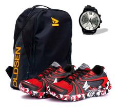 Tênis Masculino Confortável Leve Caminhada Academia + Mochila E Relógio Tênis Masculino Confortável Leve Caminhada Academia + Mochila E Relógio