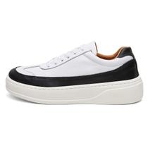 Tênis Masculino Couro DIfranca - TENIS - Branco e Preto Tênis Masculino Couro DIfranca - TENIS - Branco e Preto
