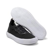 Tenis masculino couro e malha(knit), forrado com material espumado 674 preto