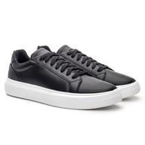 Tênis Masculino Couro Esportivo Super Macio Leve Urbano Preto