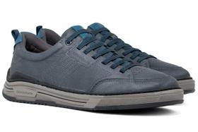Tênis Masculino Democrata Casual Denim Dylan Couro Cadarço Elástico Confortável