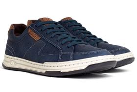 Tênis Masculino Democrata Denim Jay Casual Couro Cadarço Elástico Conforto