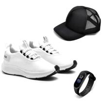 Tenis Masculino Esportivo Academia Caminhada + Boné e Relógio