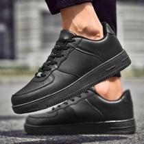 Tênis Masculino Feminino Força Force Em Couro Branco Preto Casual AF