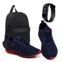 Tênis Masculino Ghost 2 Confortável Para Caminha Treino e Dia a Dia + Mochila Básica + Relógio