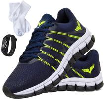 Tenis Masculino Kit Meias + Relogio Sapato Esportivo Veloz