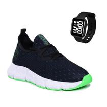 Tênis Masculino Ortopédico Ultra Leve e Confortável Ideal para o Dia a Dia, Acompanha Relógio Digital Quadrado Exclusivo