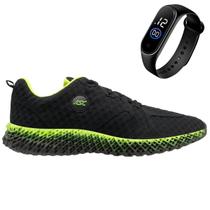 Tênis Masculino Para Academia Correr Caminhada Dia a Dia Leve Macio + Relógio Esporte