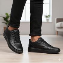 Tênis Masculino Pegada Levitech em Couro Preto Tênis Masculino Pegada Levitech em Couro Preto