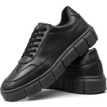 Tênis Masculino Preto Confortável Sneaker Oversized Sola Alta Básico Casual - Street