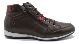 Tenis Masculino Sapatenis Couro Legitimo Ziper Confortavel