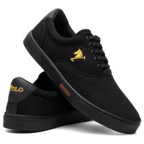 Tenis Masculino Sapatenis Polo Joy Confortavel Preto Amarelo