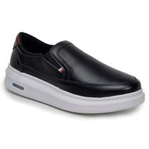 Tênis Masculino Sapato Em Couro Slip On Iate Leve Macio