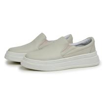 Tênis Masculino Slip On Até 46 Couro Avalon Kane em Couro Off White