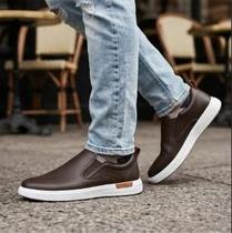 Tênis Masculino Slip On BR Sports Casual Confortável 2270 Cor:MarromTamanho:42