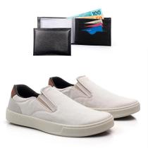 Tênis Masculino Slip On Cadarço Conforto + Carteira Kit 2 Tênis Masculino Slip On Cadarço Conforto + Carteira Kit 2