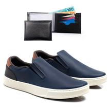 Tênis Masculino Slip On Cadarço Moderno + Carteira Kit 2 Tênis Masculino Slip On Cadarço Moderno + Carteira Kit 2