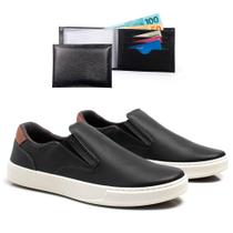 Tênis Masculino Slip On Cadarço Moderno + Carteira Kit 2 - Épico