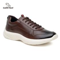 Tênis Masculino Sneaker Casual Couro Calce Fácil Cadarço Elástico Sola Alta Confortável Bertelli